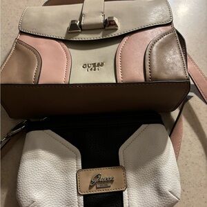 Guess Pink, Tan and Cream NWOT Crossbody Bag with Structured Design